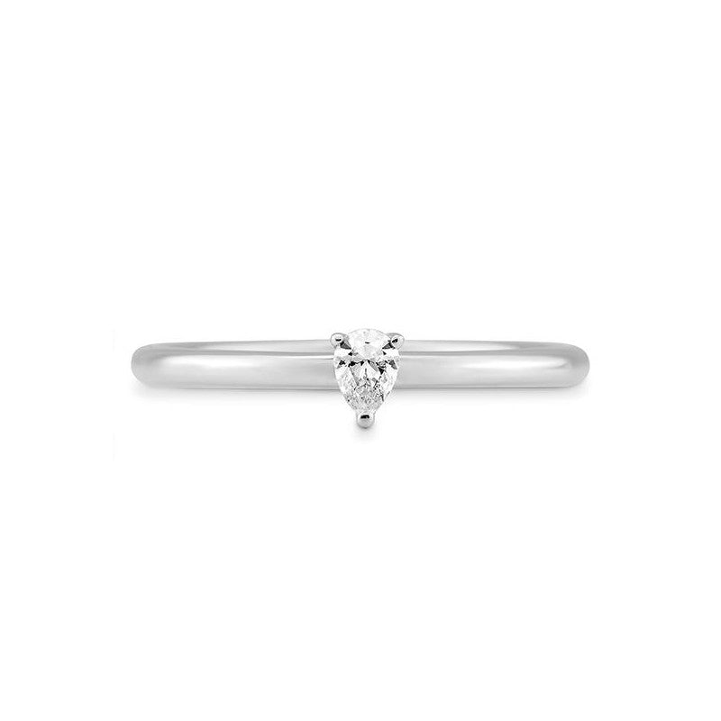 Verlobungsring mit einem Pear - Cut Diamond 0,15 ct., Weißgold