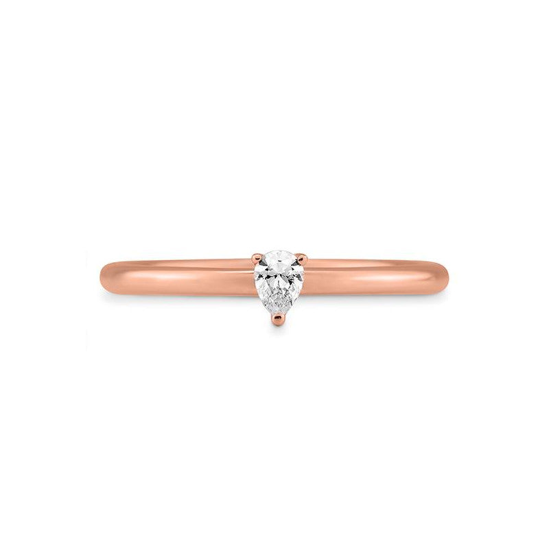 Verlobungsring mit einem Pear - Cut Diamond 0,15 ct., Rotgold