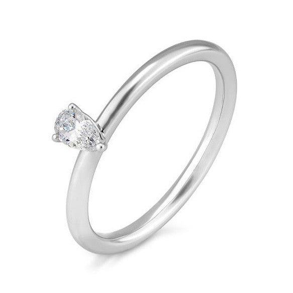 Verlobungsring mit einem Pear - Cut Diamond 0,20 ct., Platin