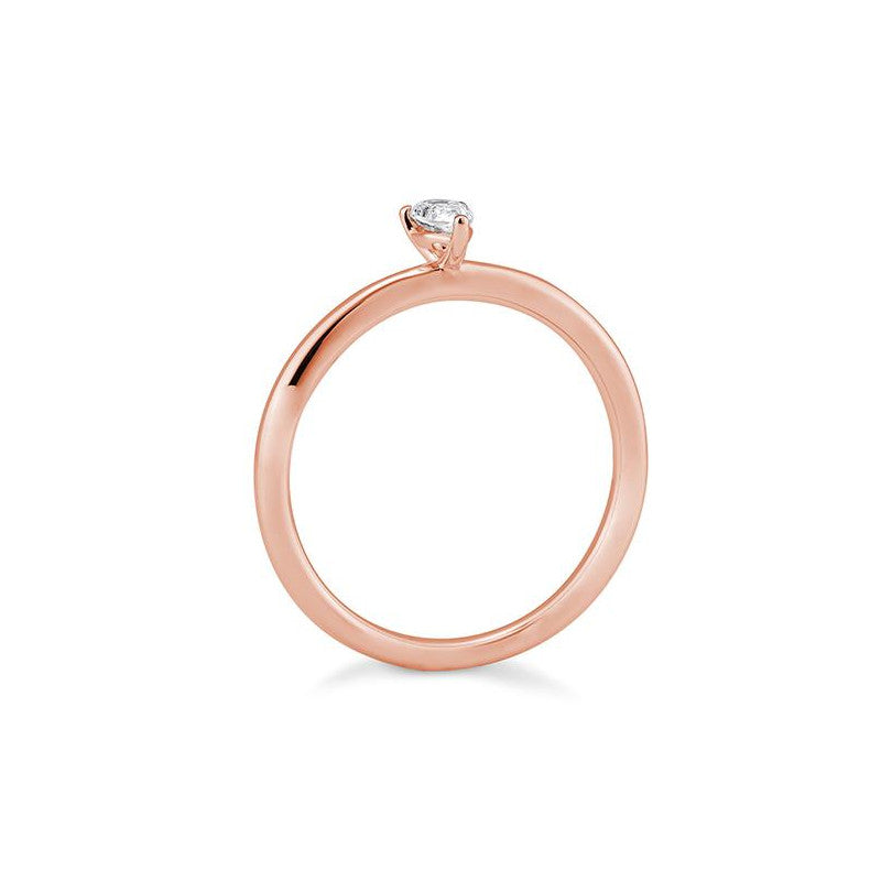 Verlobungsring mit einem Pear - Cut Diamond 0,20 ct., Rotgold