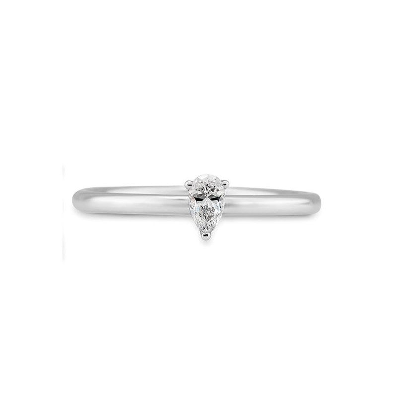 Verlobungsring mit einem Pear - Cut Diamond 0,20 ct., Platin