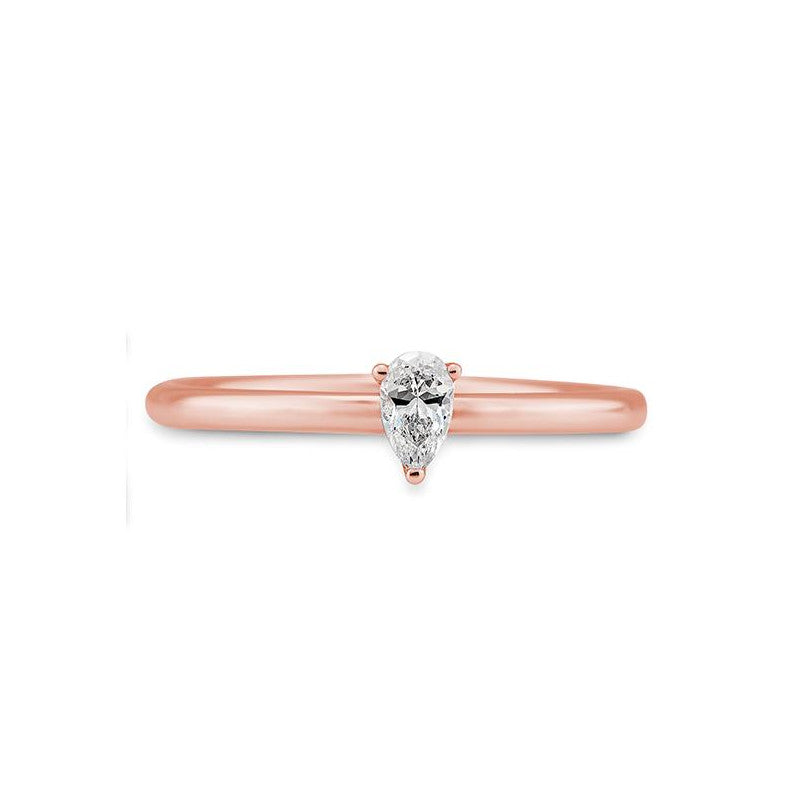 Verlobungsring mit einem Pear - Cut Diamond 0,20 ct., Rotgold