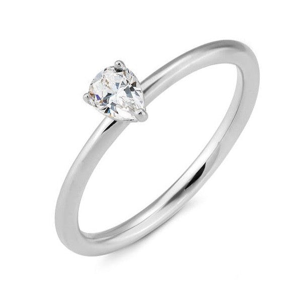 Verlobungsring mit einem Pear - Cut Diamond 0,42 ct., Platin