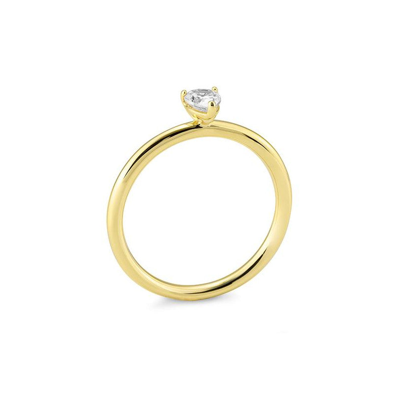 Verlobungsring mit einem Pear - Cut Diamond 0,42 ct., Gelbgold