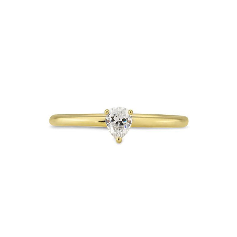 Verlobungsring mit einem Pear - Cut Diamond 0,42 ct., Gelbgold