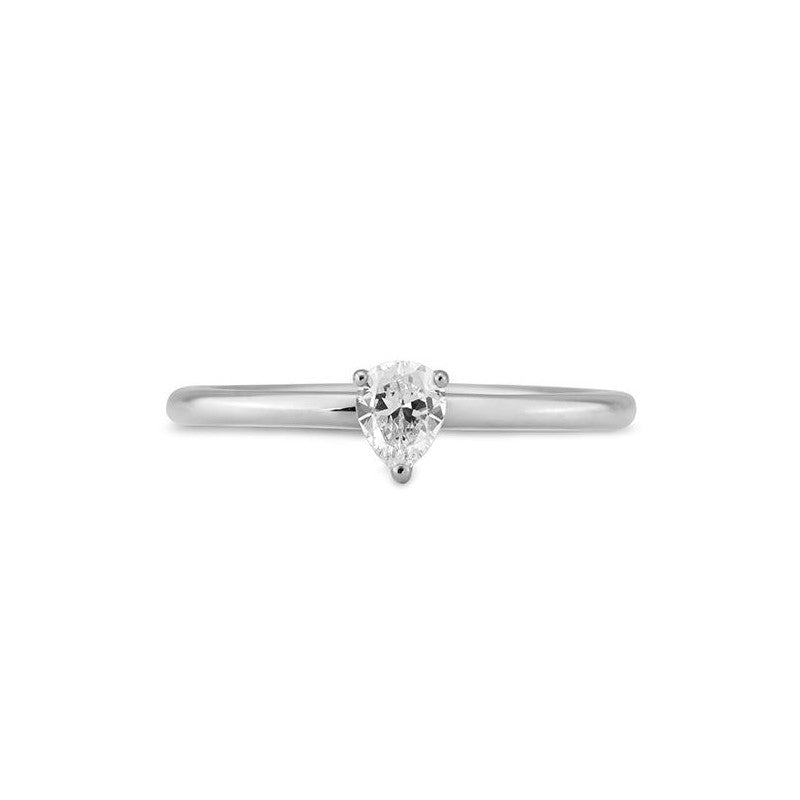 Verlobungsring mit einem Pear - Cut Diamond 0,42 ct., Weißgold