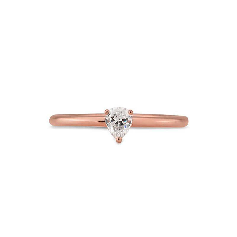 Verlobungsring mit einem Pear - Cut Diamond 0,42 ct., Rotgold