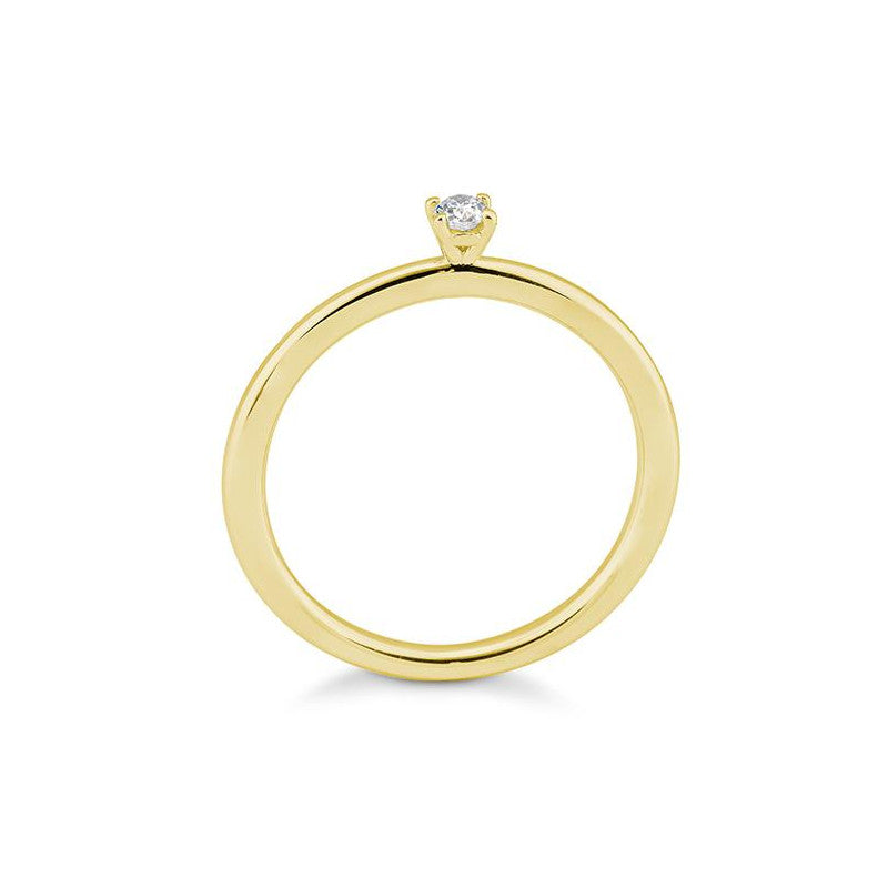 Verlobungsring mit einem Oval - Cut Diamond 0,07 ct., Gelbgold