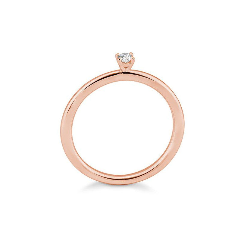 Verlobungsring mit einem Oval - Cut Diamond 0,07 ct., Rotgold