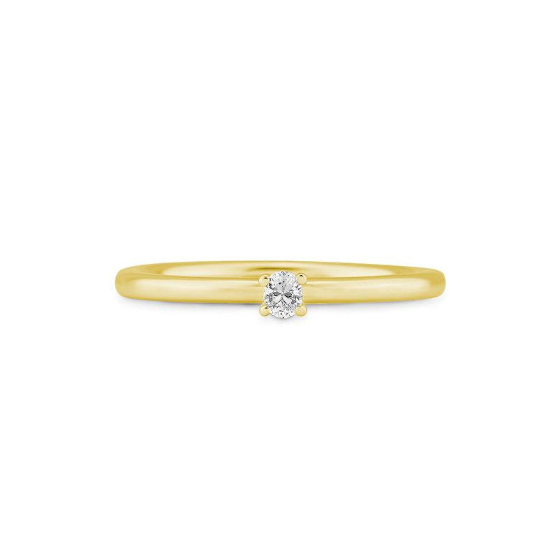 Verlobungsring mit einem Oval - Cut Diamond 0,07 ct., Gelbgold