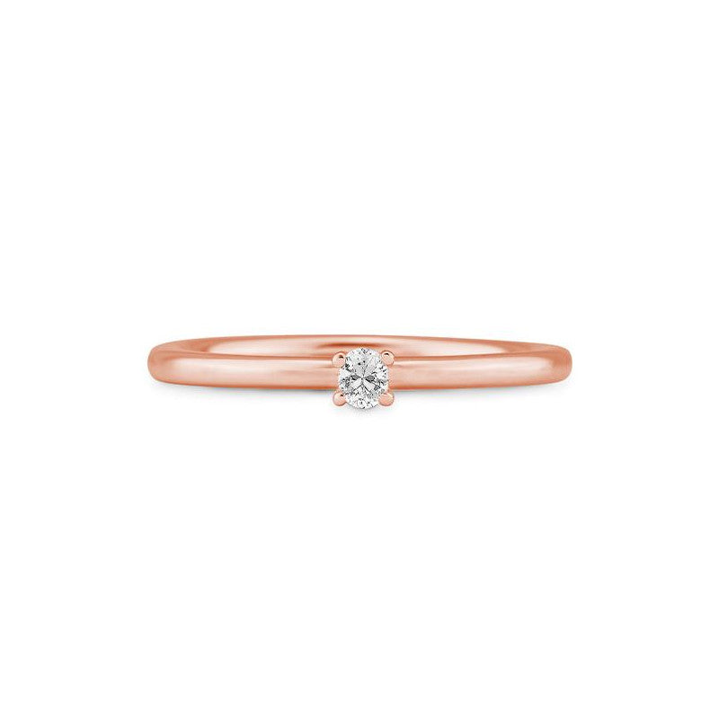 Verlobungsring mit einem Oval - Cut Diamond 0,07 ct., Rotgold