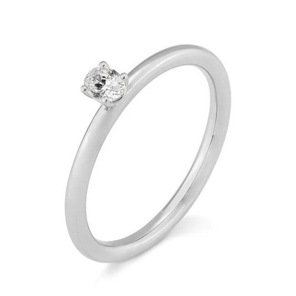 Verlobungsring mit einem Oval - Cut Diamond 0,16 ct., Platin