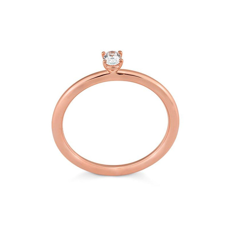 Verlobungsring mit einem Oval - Cut Diamond 0,16 ct., Rotgold