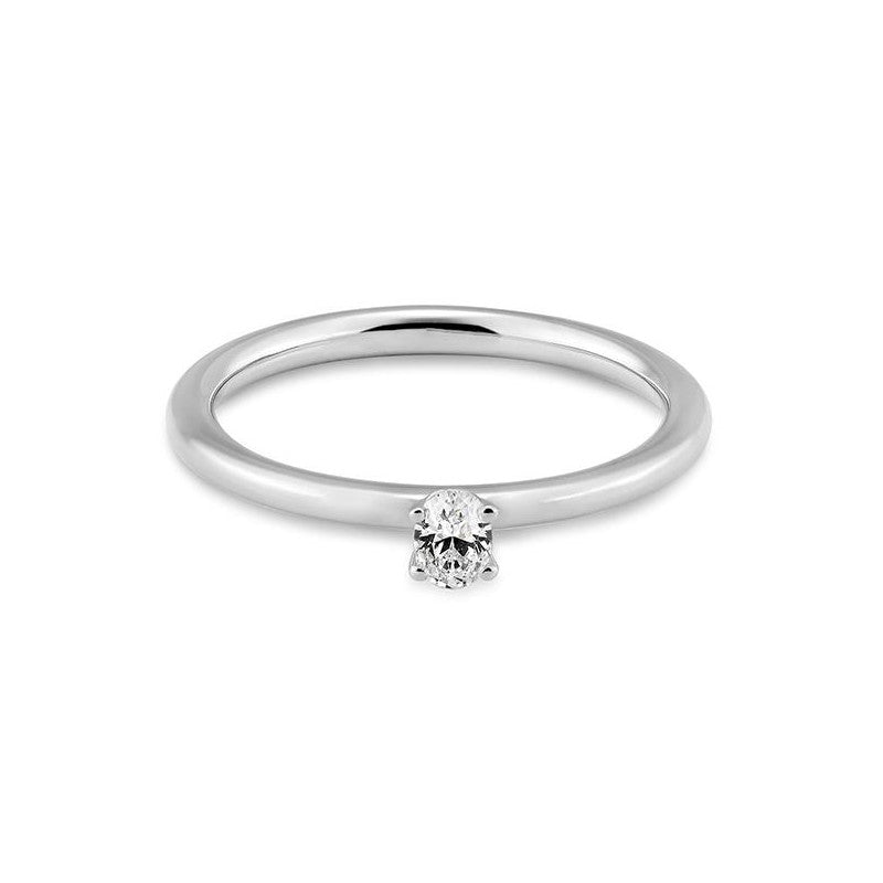 Verlobungsring mit einem Oval - Cut Diamond 0,16 ct., Platin