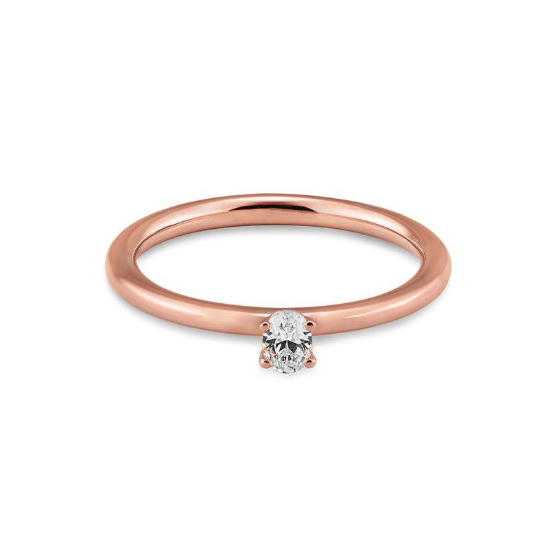 Verlobungsring mit einem Oval - Cut Diamond 0,16 ct., Rotgold
