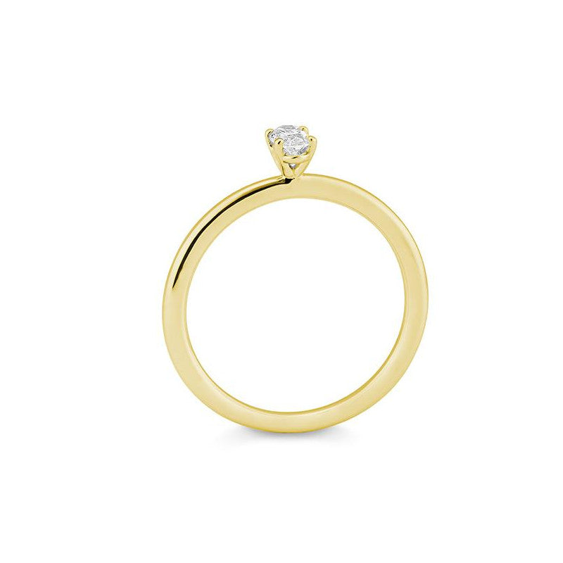 Verlobungsring mit einem Oval - Cut Diamond 0,20 ct., Gelbgold