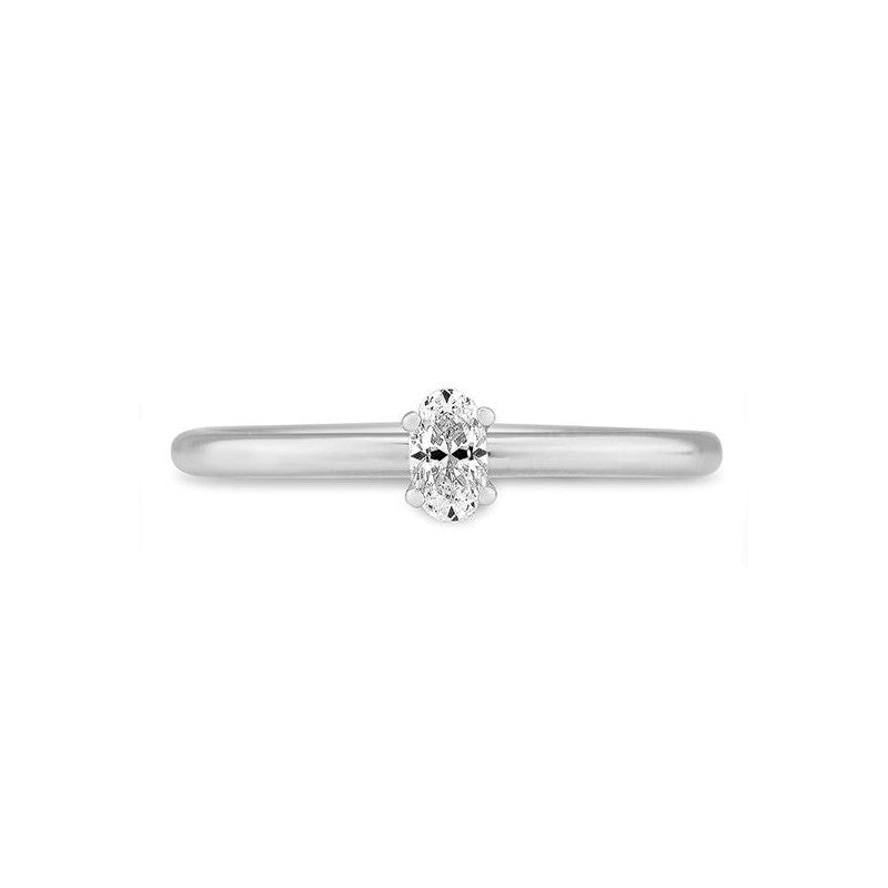 Verlobungsring mit einem Oval - Cut Diamond 0,28 ct., Weißgold