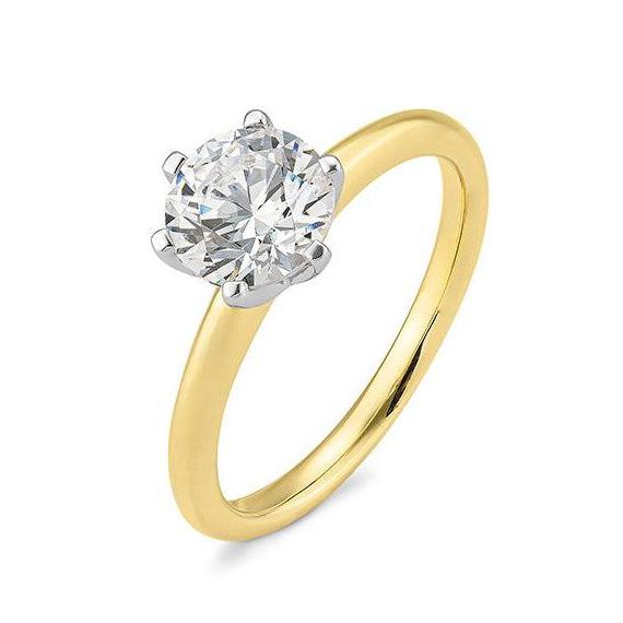 Verlobungsring mit einem Brillanten 1,50 ct., Gelbgold