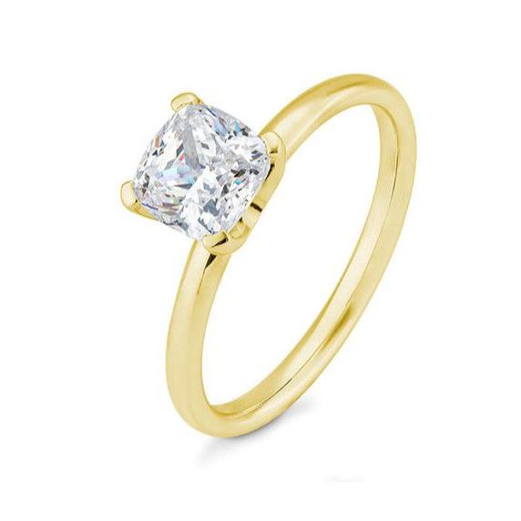 Verlobungsring mit einem Cushion - Cut Diamond 0,50 ct., Gelbgold
