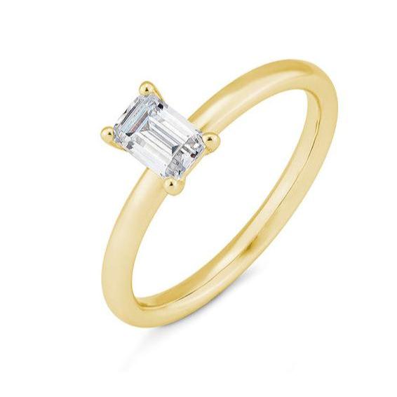 Verlobungsring mit einem Emerald - Cut Diamond 0,50 ct., Gelbgold