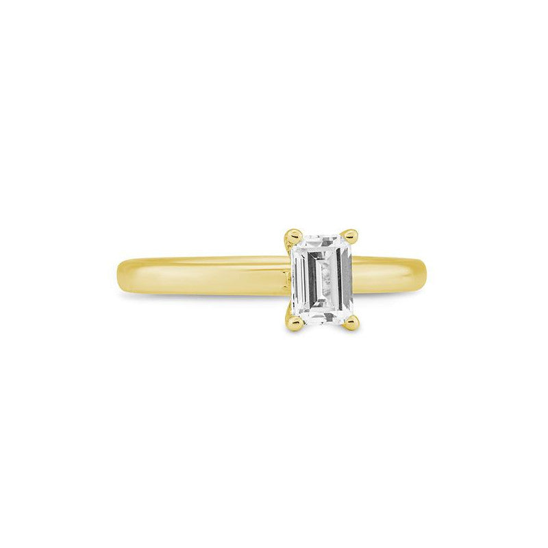 Verlobungsring mit einem Emerald - Cut Diamond 0,50 ct., Gelbgold