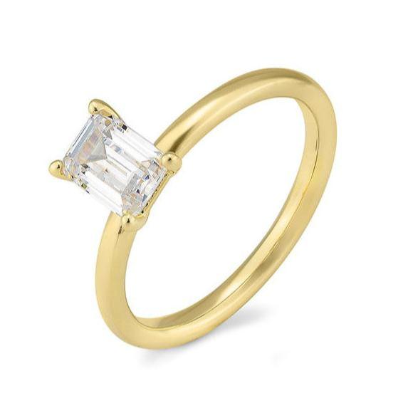 Verlobungsring mit einem Emerald - Cut Diamond 1,00 ct., Gelbgold
