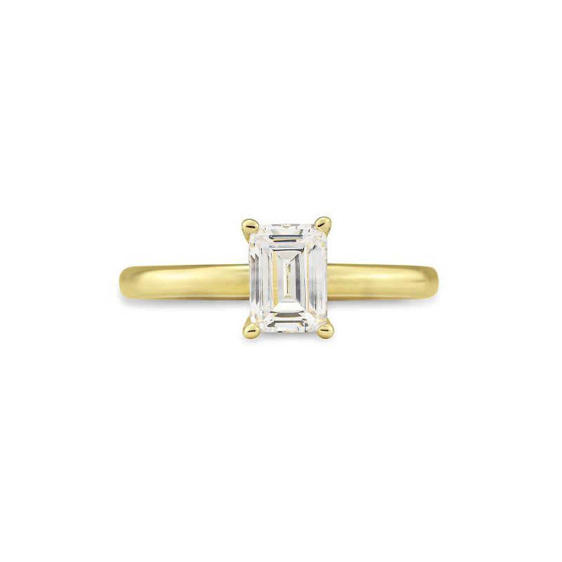 Verlobungsring mit einem Emerald - Cut Diamond 1,00 ct., Gelbgold