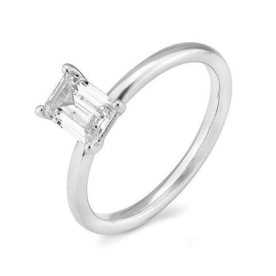 Verlobungsring mit einem Emerald - Cut Diamond 1,00 ct., Weißgold
