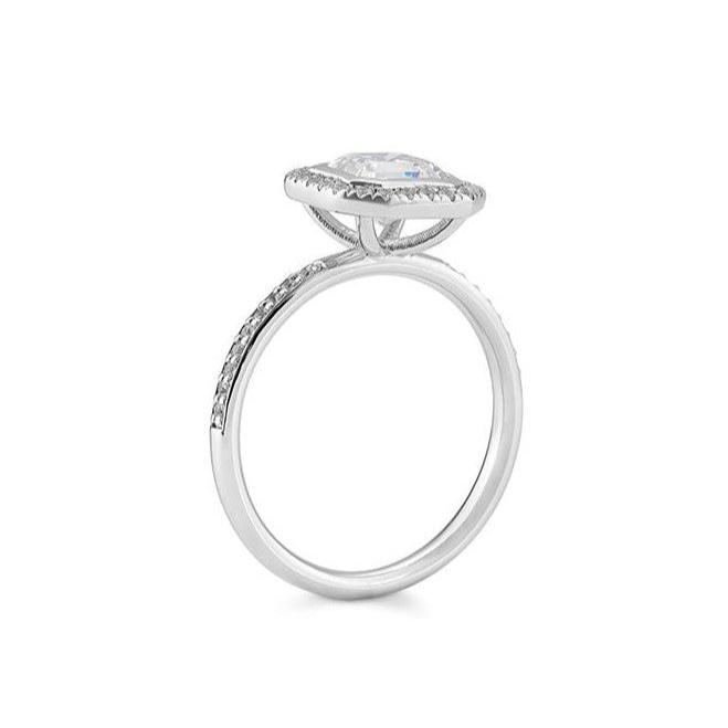 Verlobungsring 0,50ct. Asscher - Cut und 38 Brillanten, Weißgold