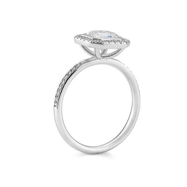 Verlobungsring 1,00ct. Asscher - Cut und 38 Brillanten, Weißgold