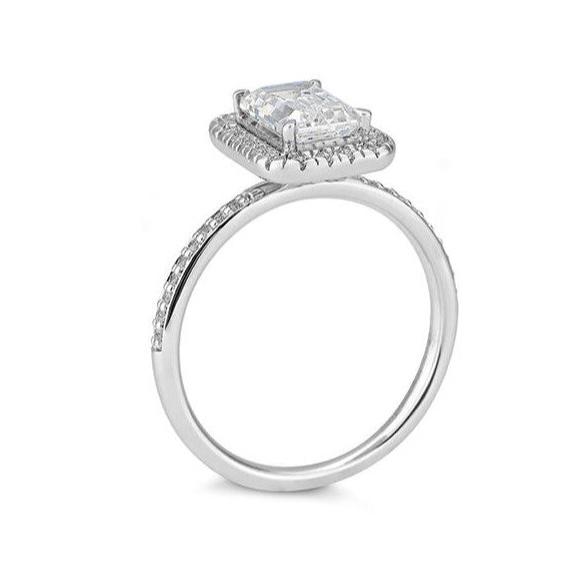 Verlobungsring 1,50ct. Emerald - Cut und 38 Brillanten, Weißgold