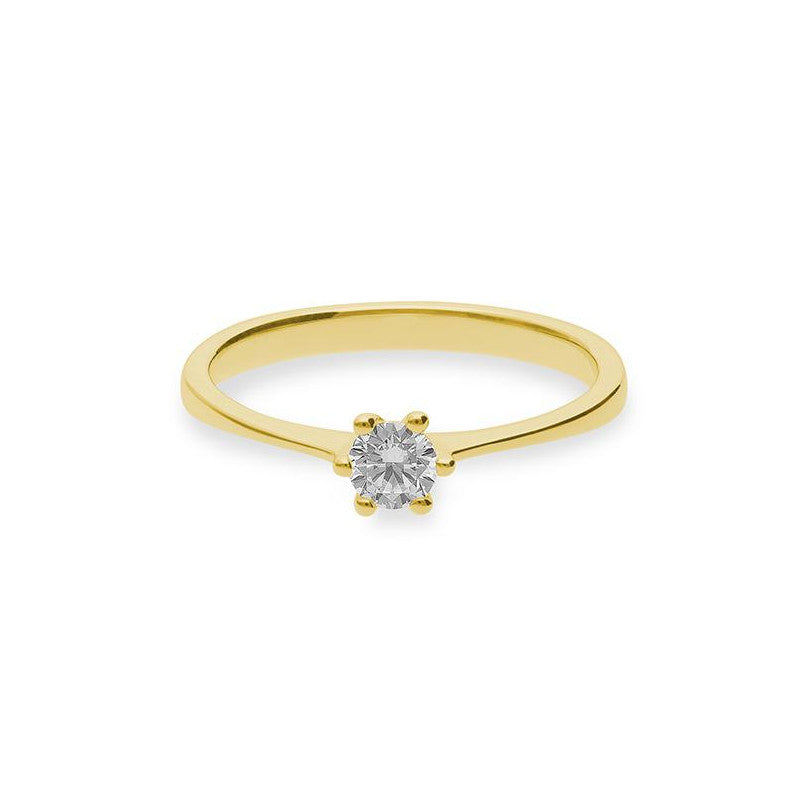 Verlobungsring mit einem Brillanten 0,25 ct., Gelbgold