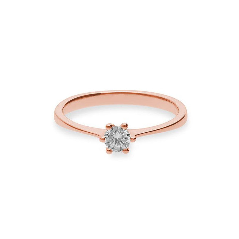 Verlobungsring mit einem Brillanten 0,25 ct., Rotgold