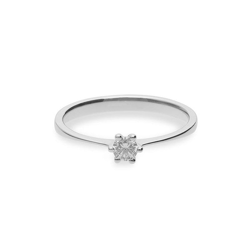 Verlobungsring mit einem Brillanten 0,15 ct., Weißgold