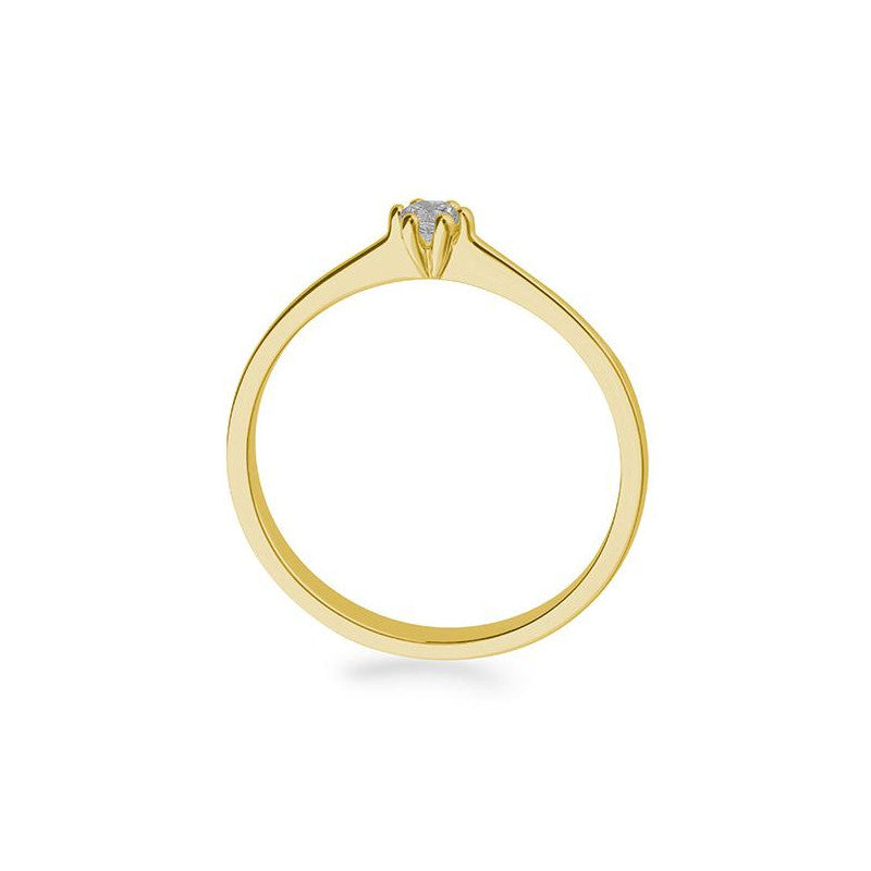 Verlobungsring mit einem Brillanten 0,10 ct., Gelbgold