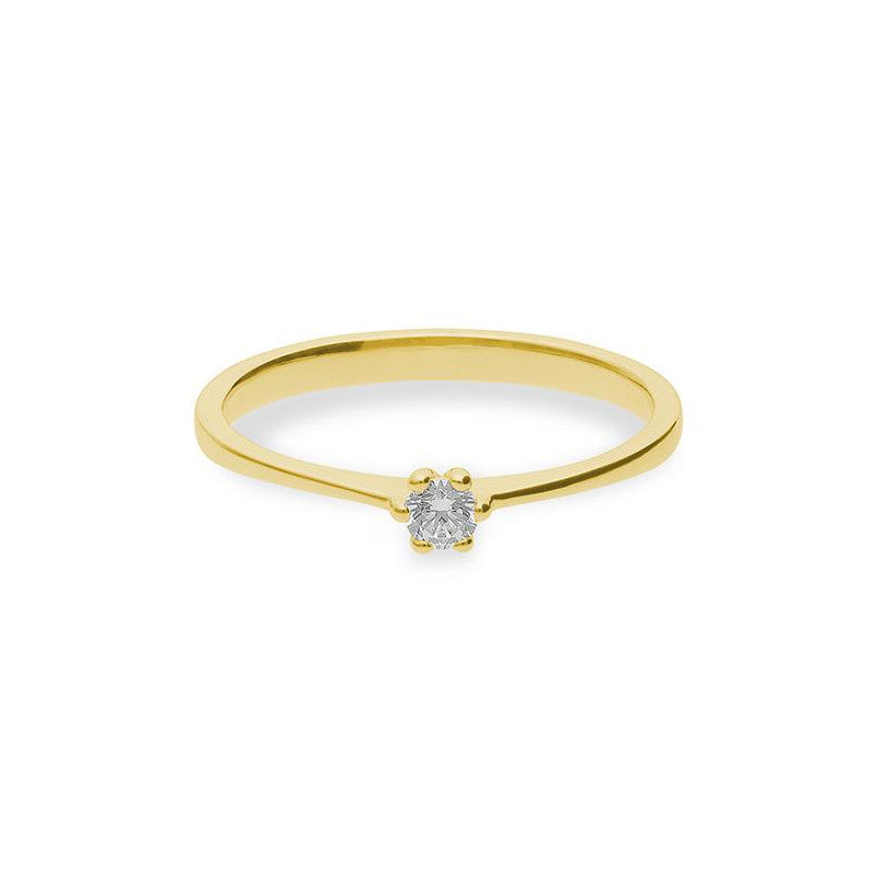 Verlobungsring mit einem Brillanten 0,10 ct., Gelbgold