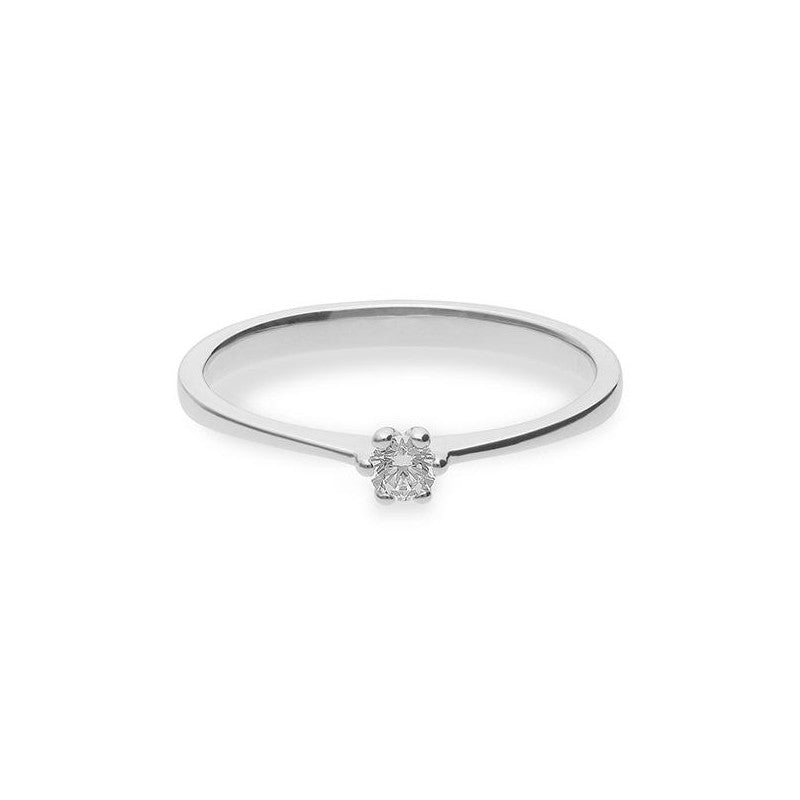 Verlobungsring mit einem Brillanten 0,10 ct., Weißgold