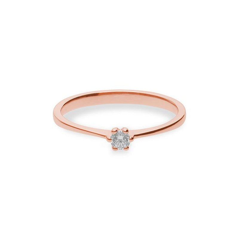 Verlobungsring mit einem Brillanten 0,10 ct., Rotgold