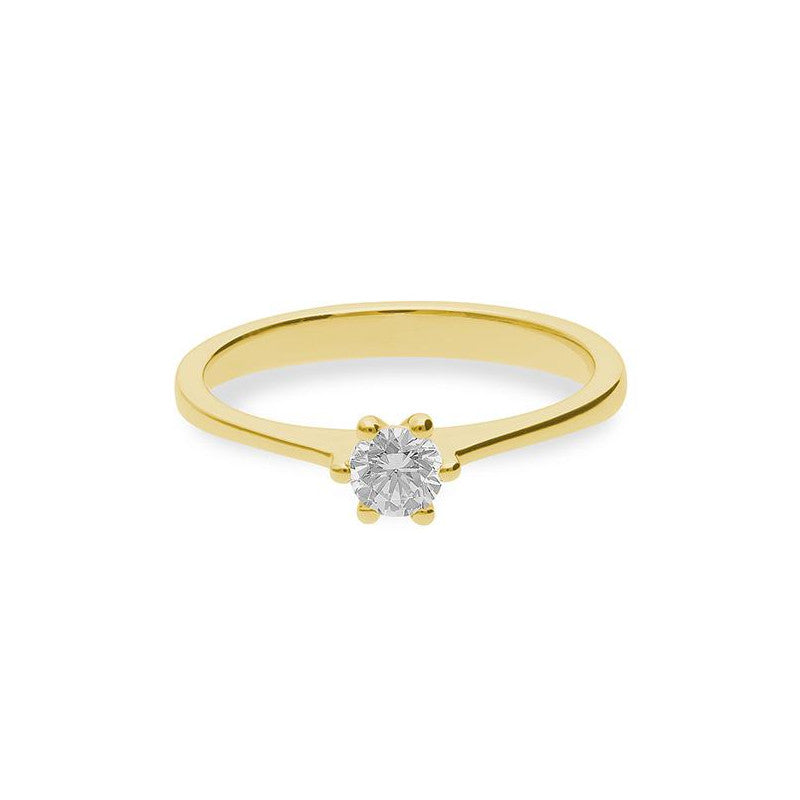 Verlobungsring mit einem Brillanten 0,30 ct., Gelbgold