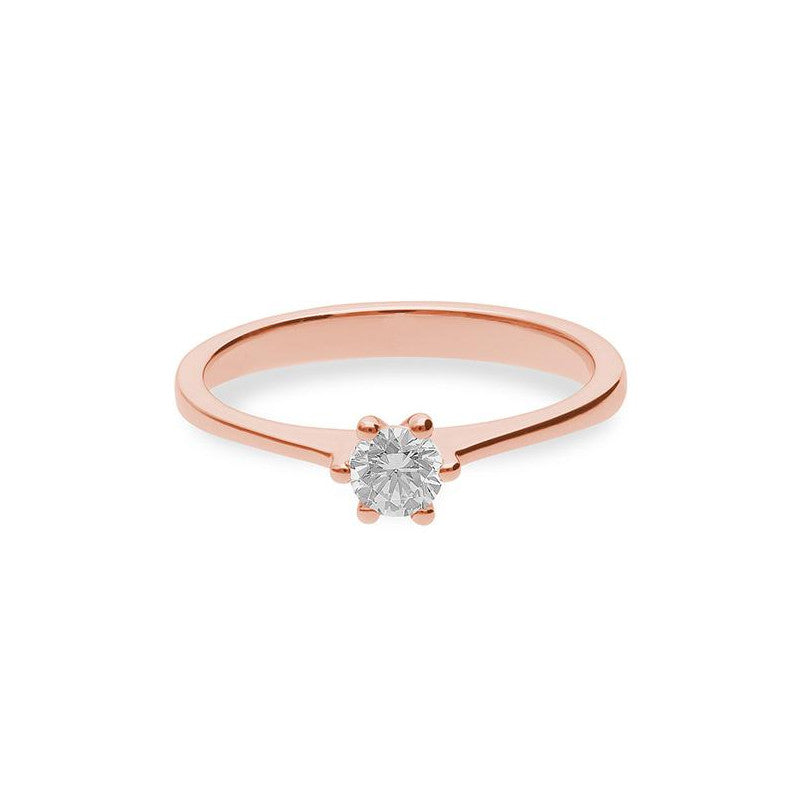 Verlobungsring mit einem Brillanten 0,30 ct., Rotgold