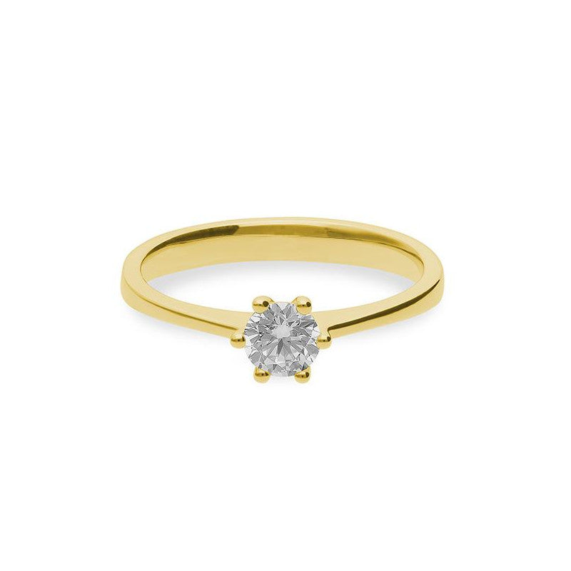Verlobungsring mit einem Brillanten 0,40 ct., Gelbgold