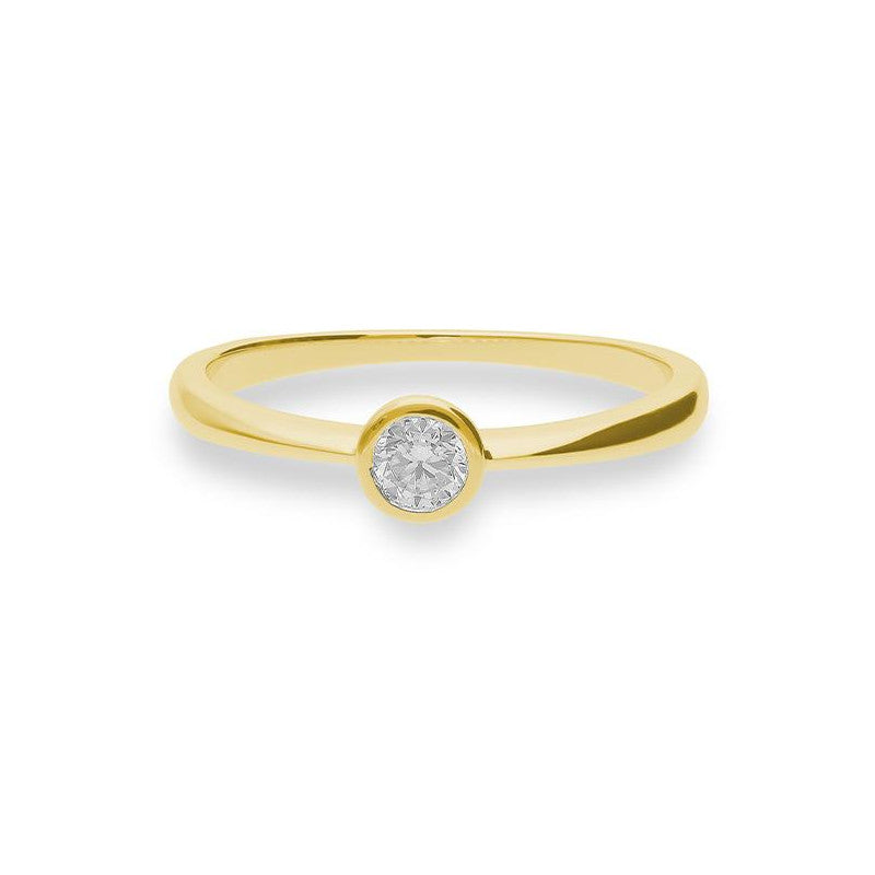 Verlobungsring mit einem Brillanten 0,15 ct., Gelbgold