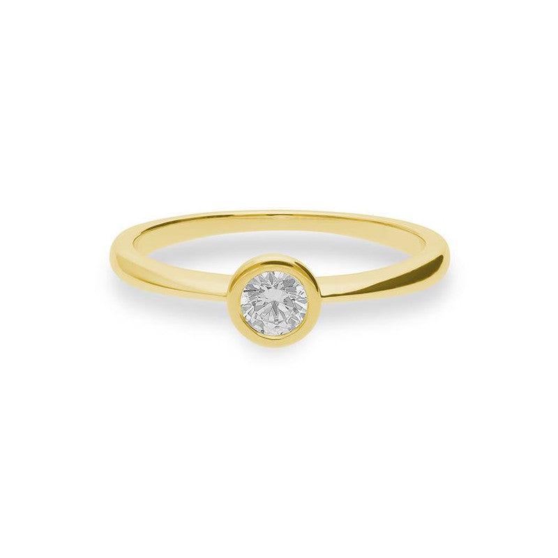 Verlobungsring mit einem Brillanten 0,25 ct., Gelbgold