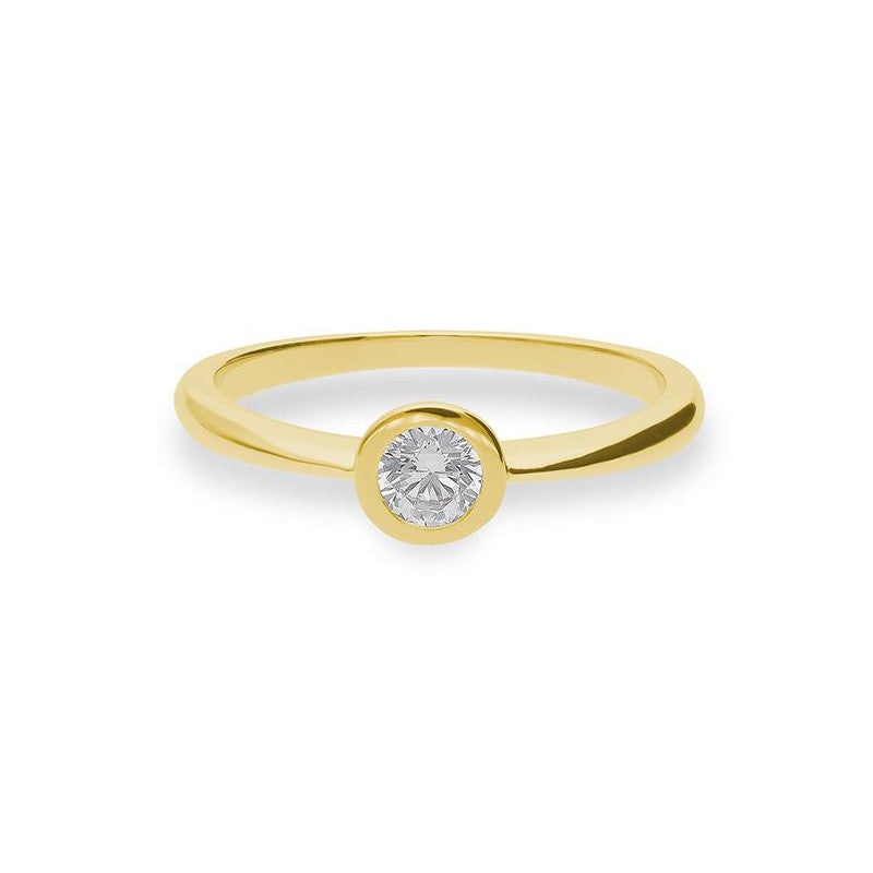 Verlobungsring mit einem Brillanten 0,30 ct., Gelbgold