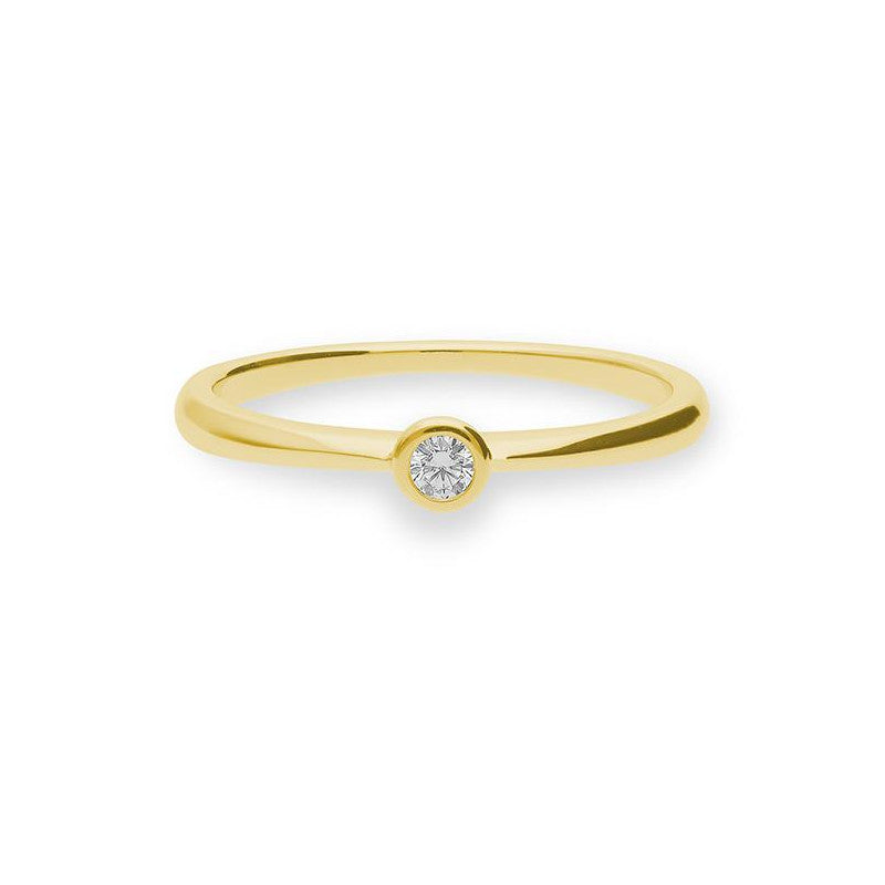 Verlobungsring mit einem Brillanten 0,05 ct., Gelbgold