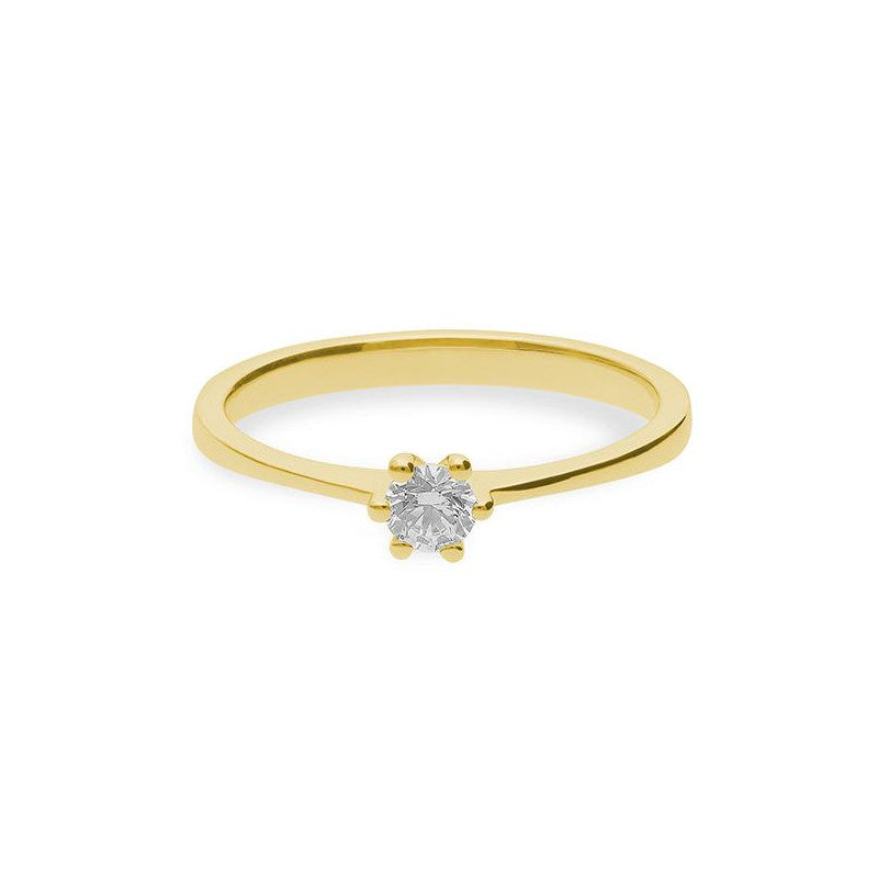 Verlobungsring mit einem Brillanten 0,20 ct., Gelbgold