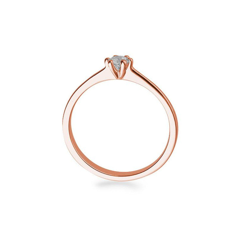 Verlobungsring mit einem Brillanten 0,20 ct., Rotgold