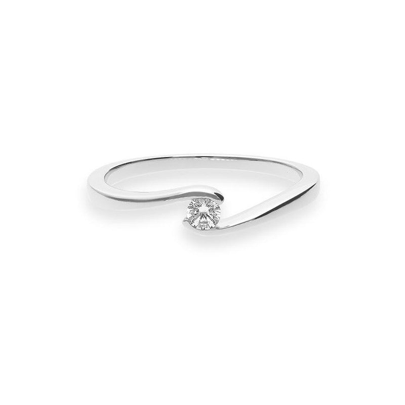 Verlobungsring mit einem Brillanten 0,10 ct., Weißgold