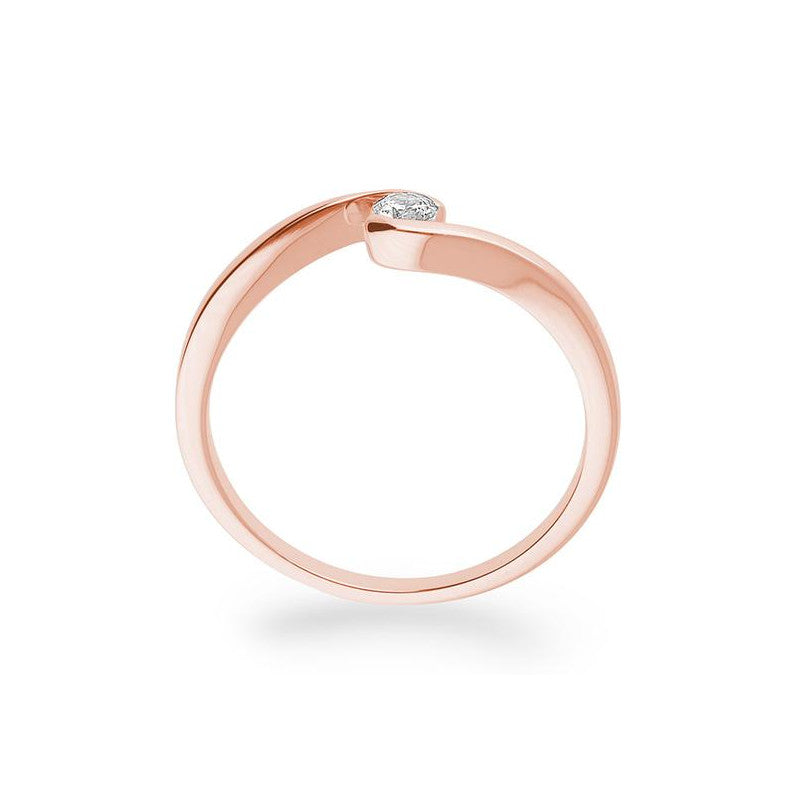Verlobungsring mit einem Brillanten 0,10 ct., Rotgold