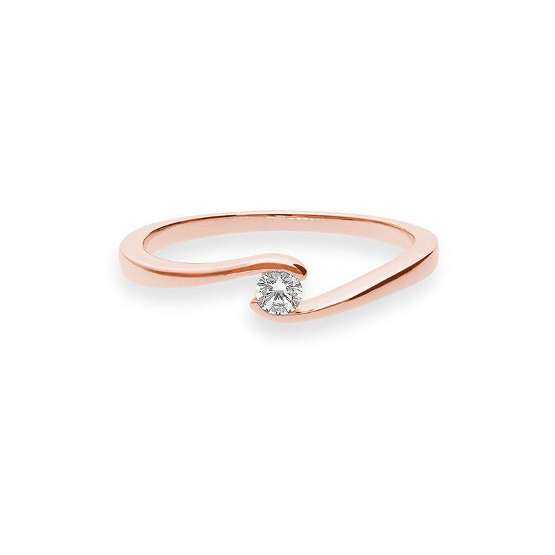 Verlobungsring mit einem Brillanten 0,10 ct., Rotgold
